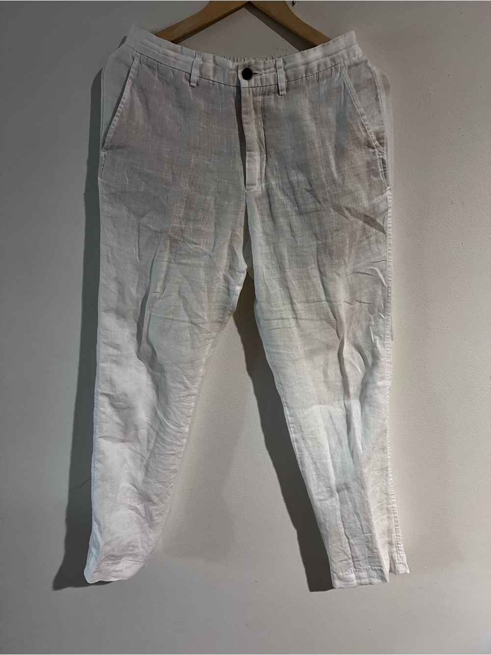 Zara Men's White Linen-Blend Chinos